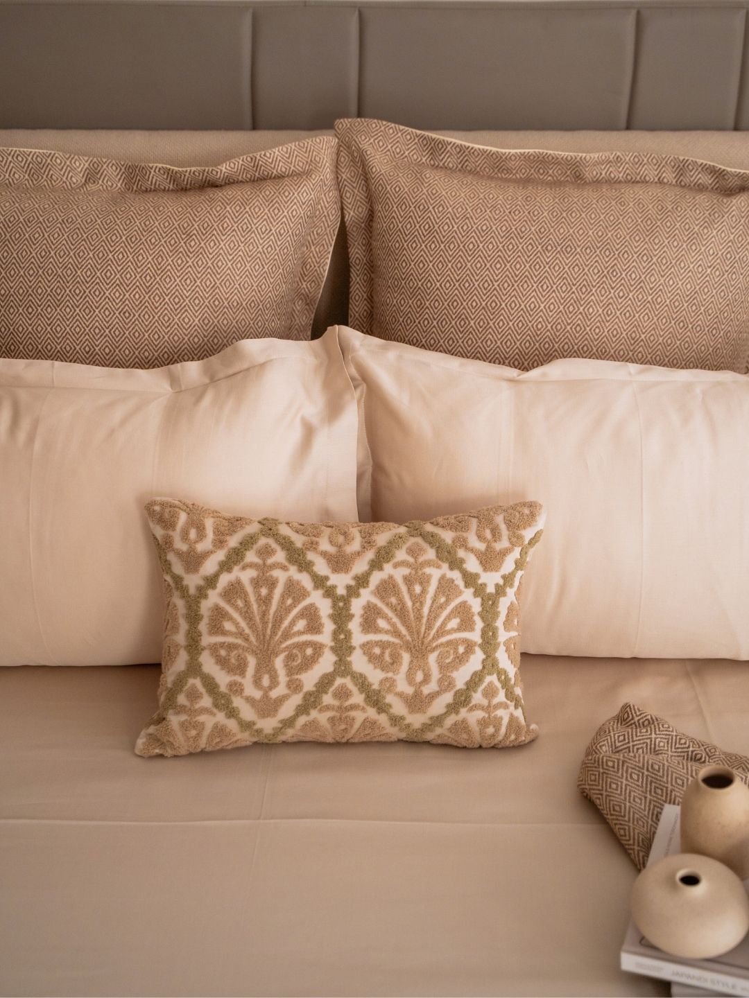 Astra Oats Beige Treasure Bedsheet Set