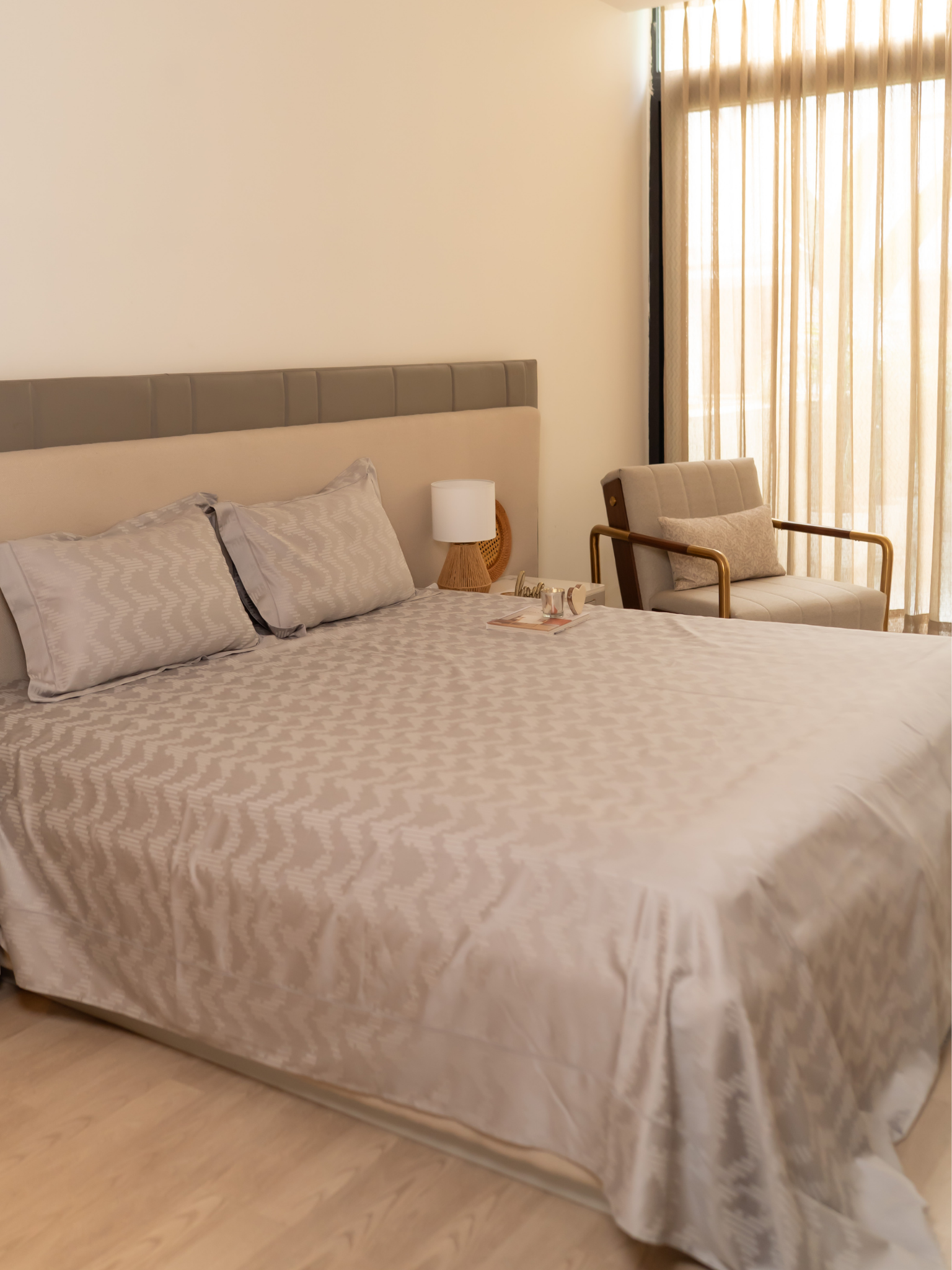 Twilight Silver Premium Tencel Jacquard Bedsheet Set with Lace