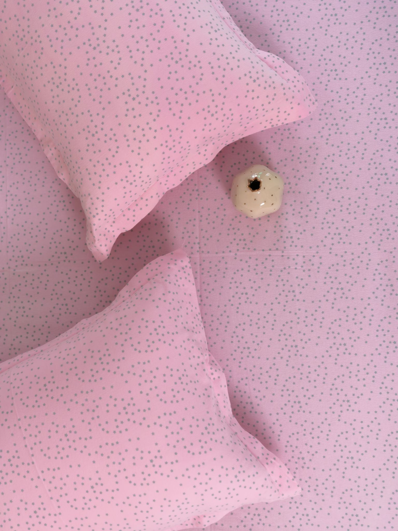 Twinkle Twinkle Lil Star Pink Printed Cotton Bedsheet Set