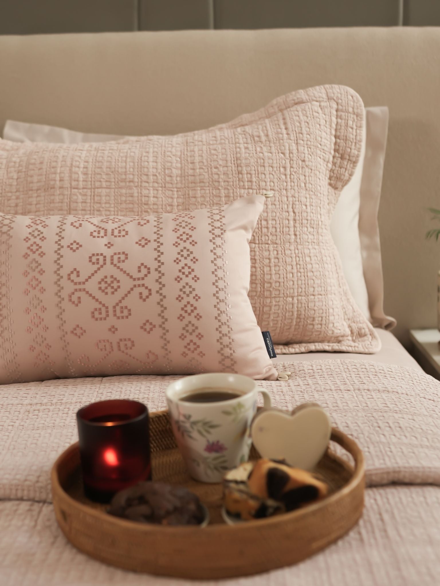 Serra Buff Cotton Bedding Set (8 PC Set)