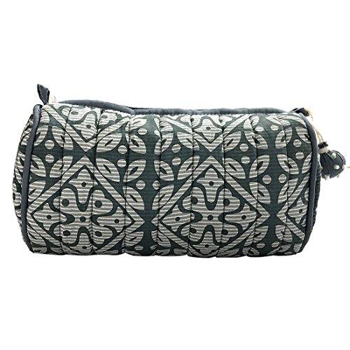 Grey Printed Cotton Medium Size Quilted Wedding Jewelry Pouch / Cosmetic / Make Up Case Multifunction Storage