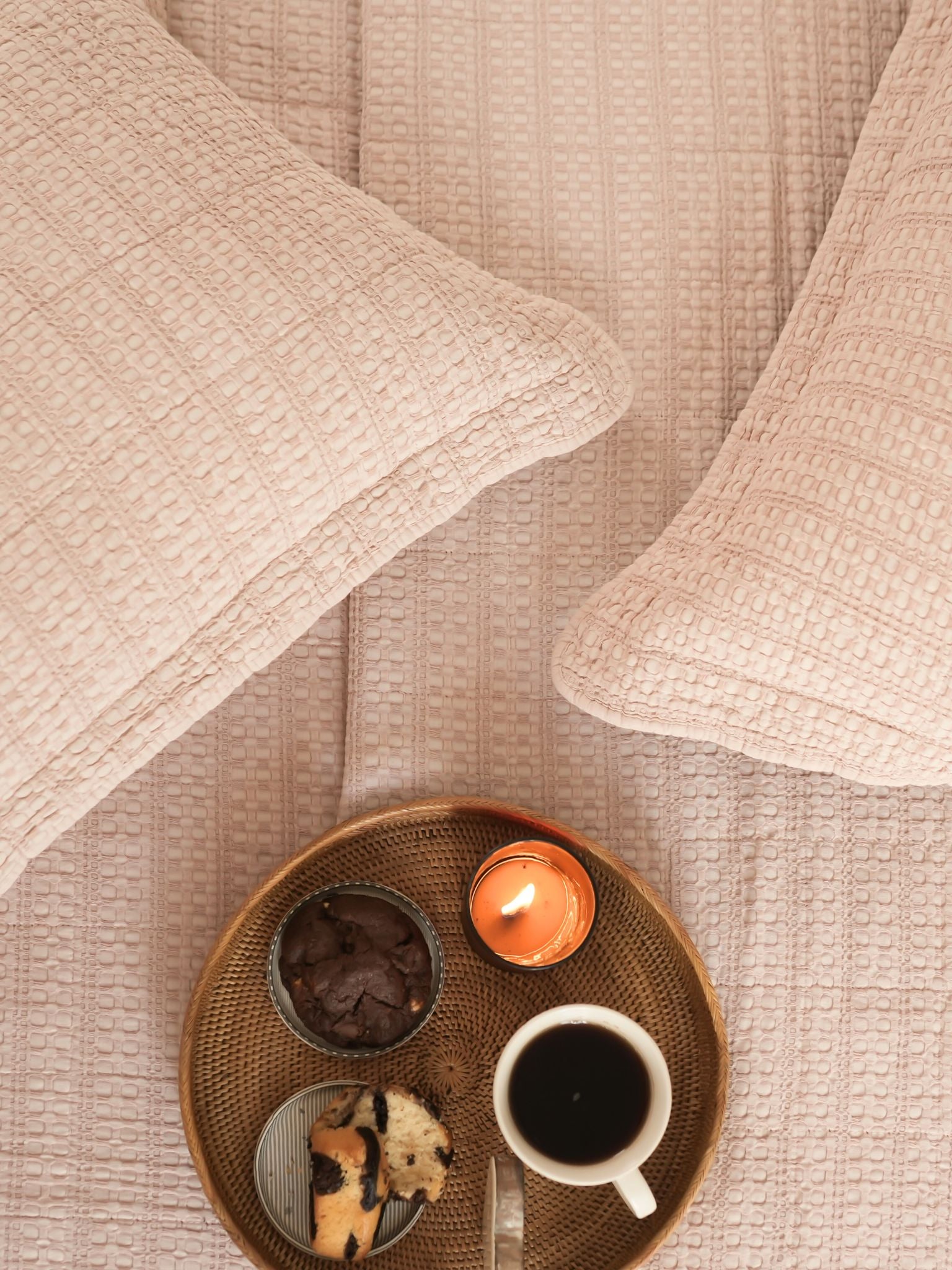 Serra Buff Quilted Cotton Bedspread Set