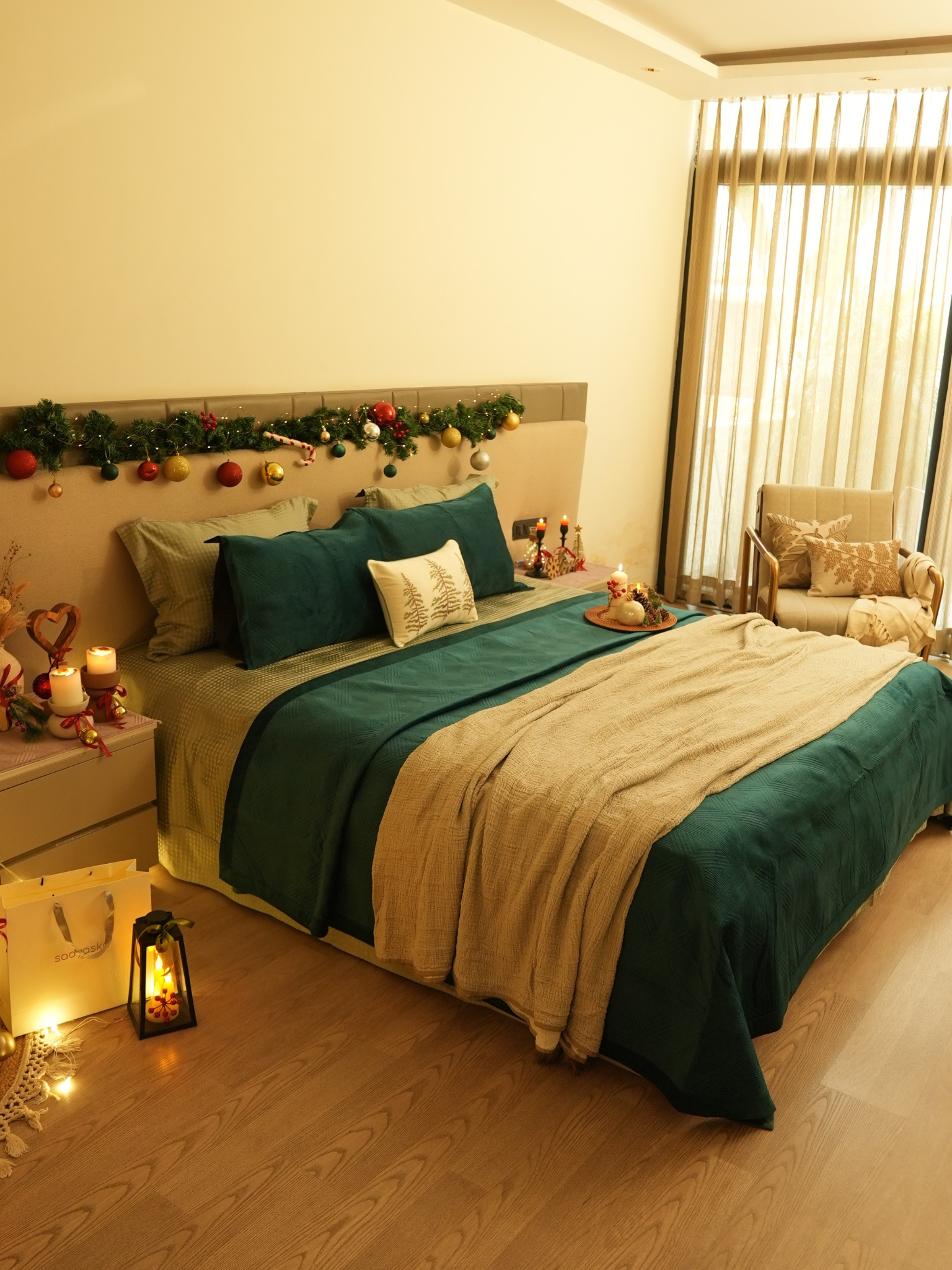 Bonito Emerald Green Velvet Sage Tencel Christmas Bedding Set