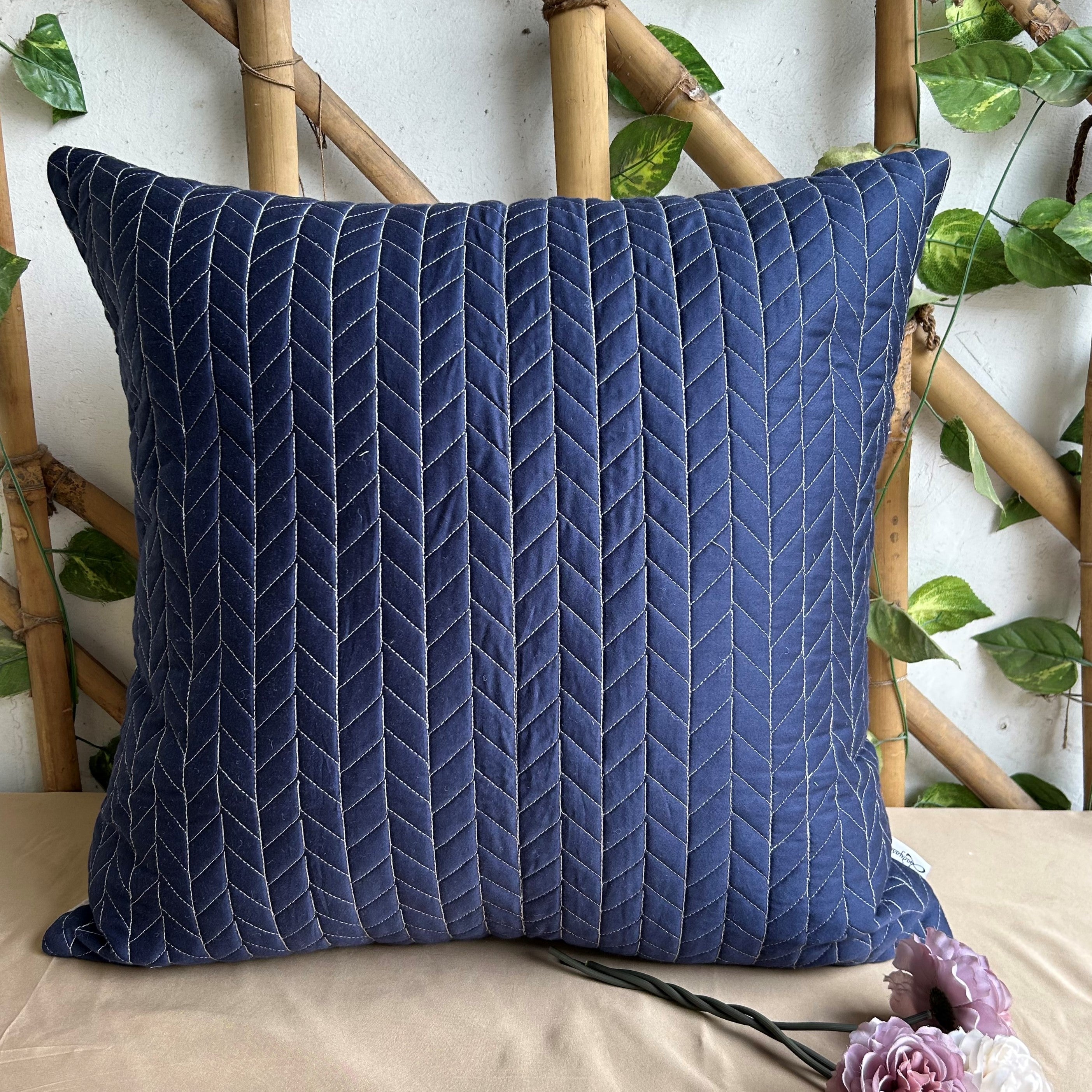 Navy Quilted Reversible Cotton Euro Sham
