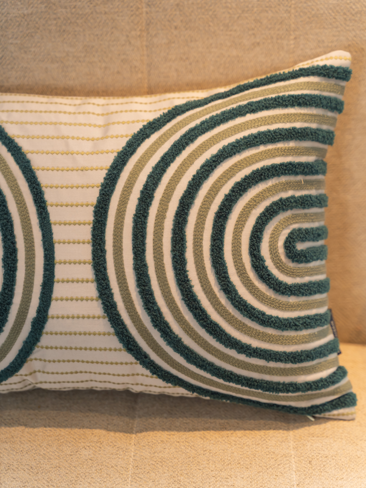 Muse Pearl Grey Cotton Embroidered Cushion Cover 12" X 18"