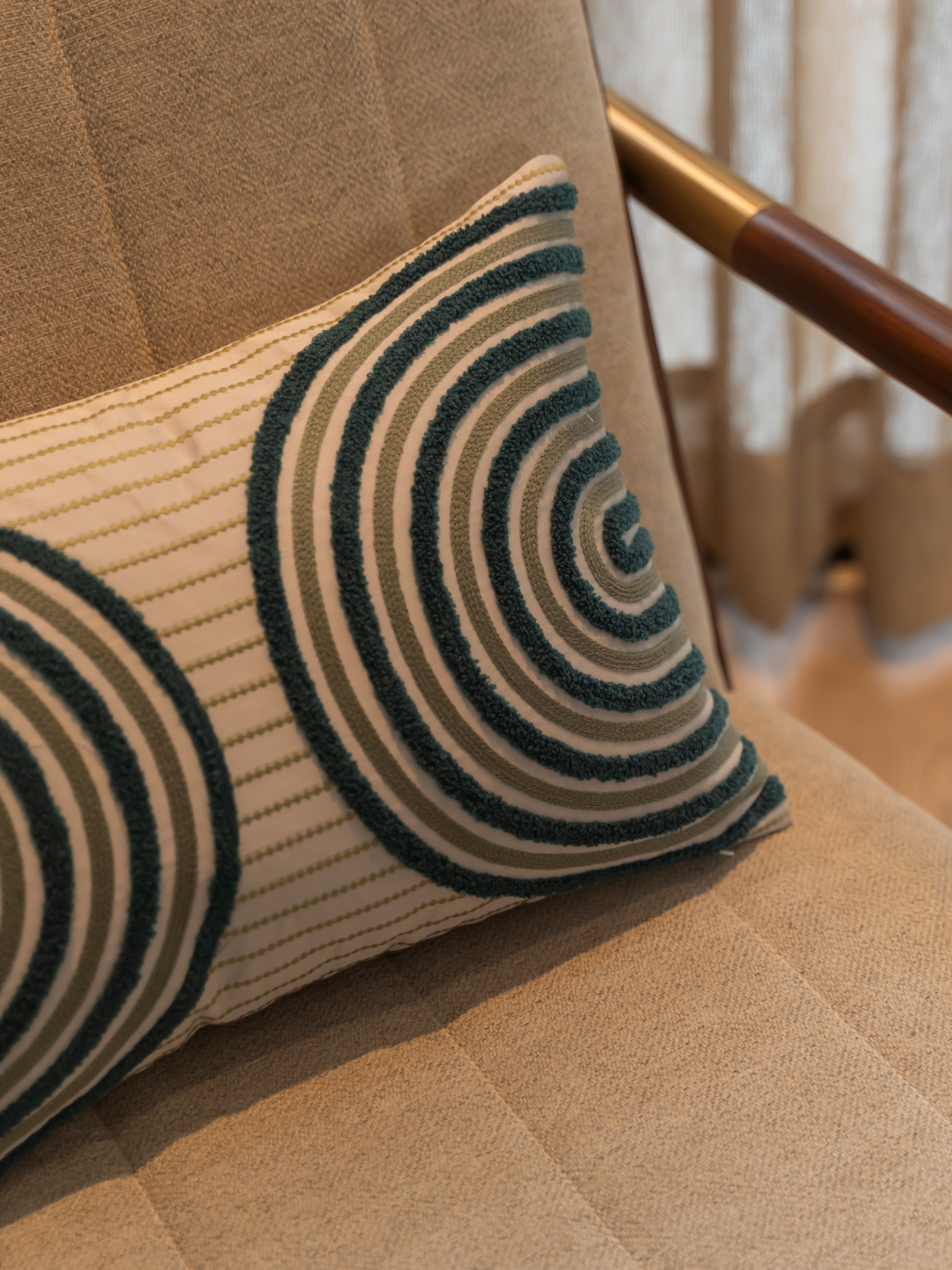 Muse Pearl Grey Cotton Embroidered Cushion Cover 12" X 18"