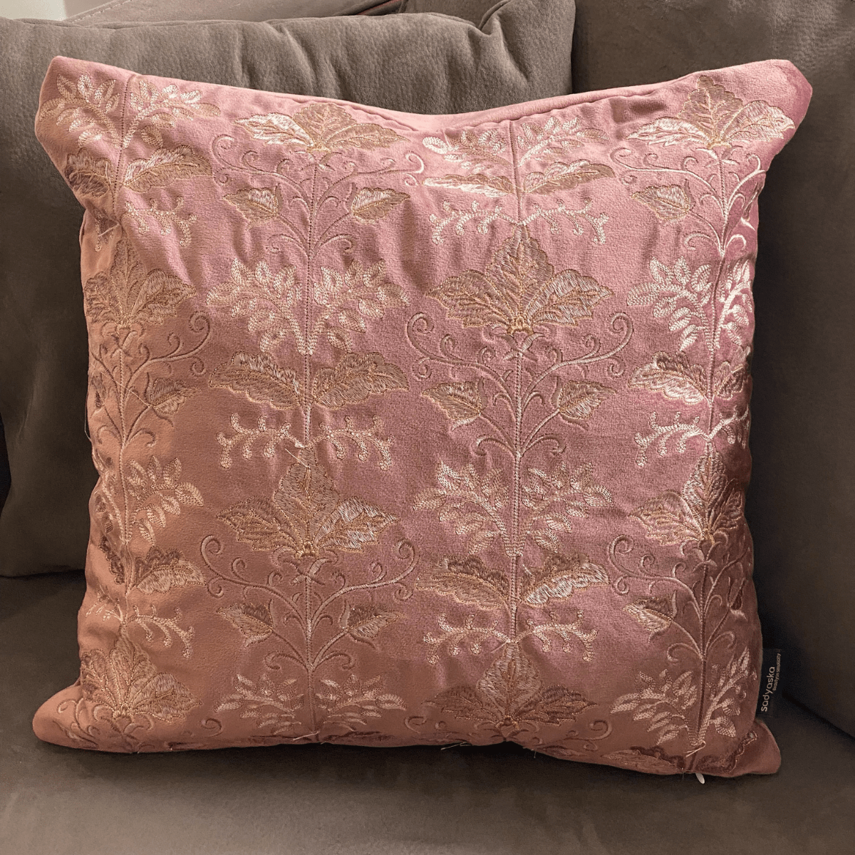 Decorative Fern Blush Velvet Cushion Cover 16x16