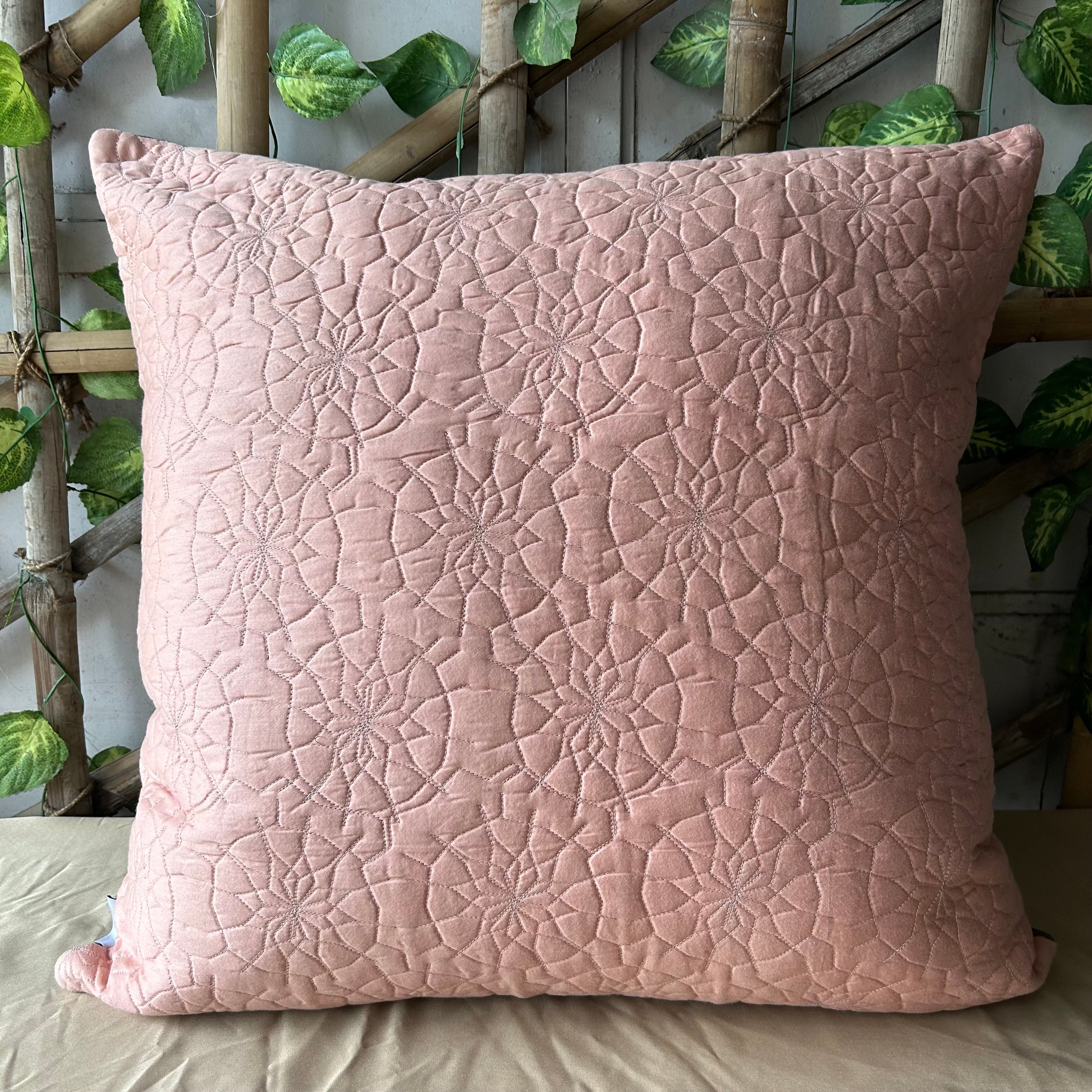 Coral and Taupe Quilted Reversible Cotton Euro Sham