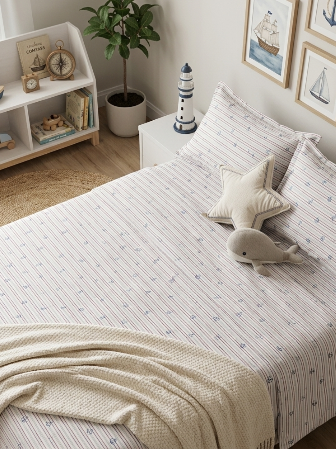 Anchor Bay Ivory Printed Cotton Kids Bedsheet Set