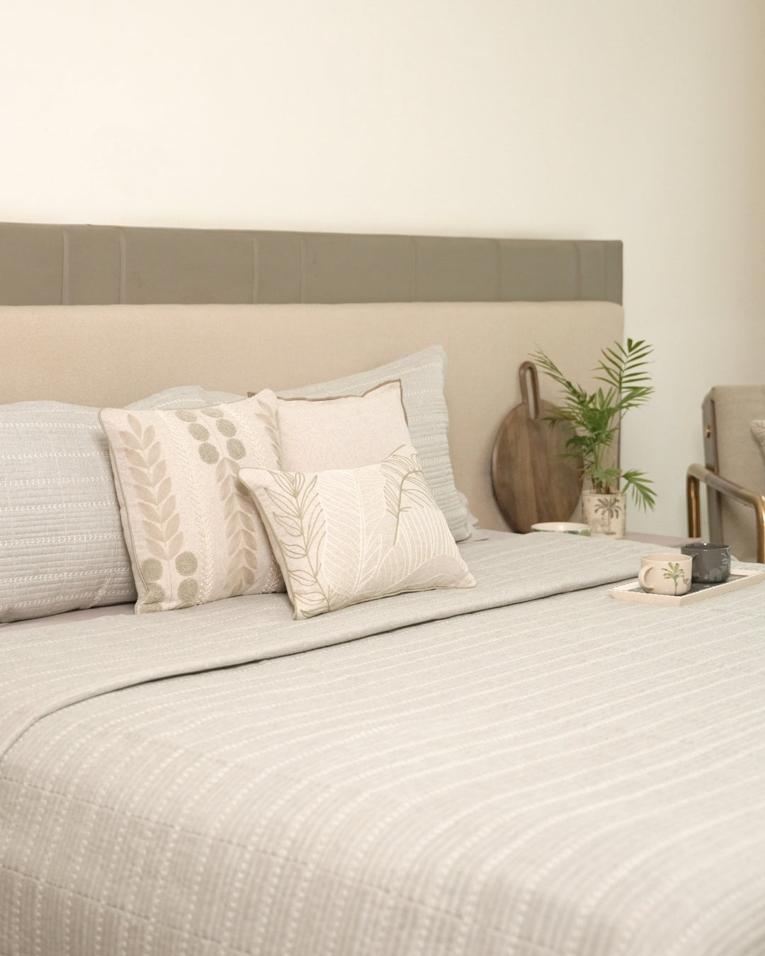 Aurelia Grey Quilted Bedspread Set