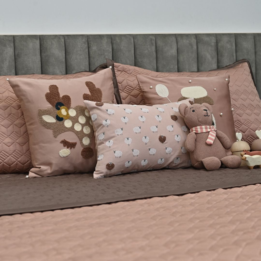 Baa Baa Boutique Rose and Taupe Kids Bedding Set (9 PC Set)