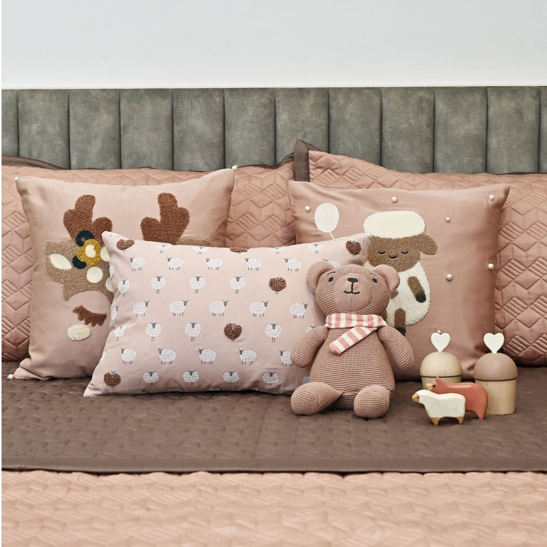 Baa Baa Boutique Rose and Taupe Kids Bedding Set (9 PC Set)