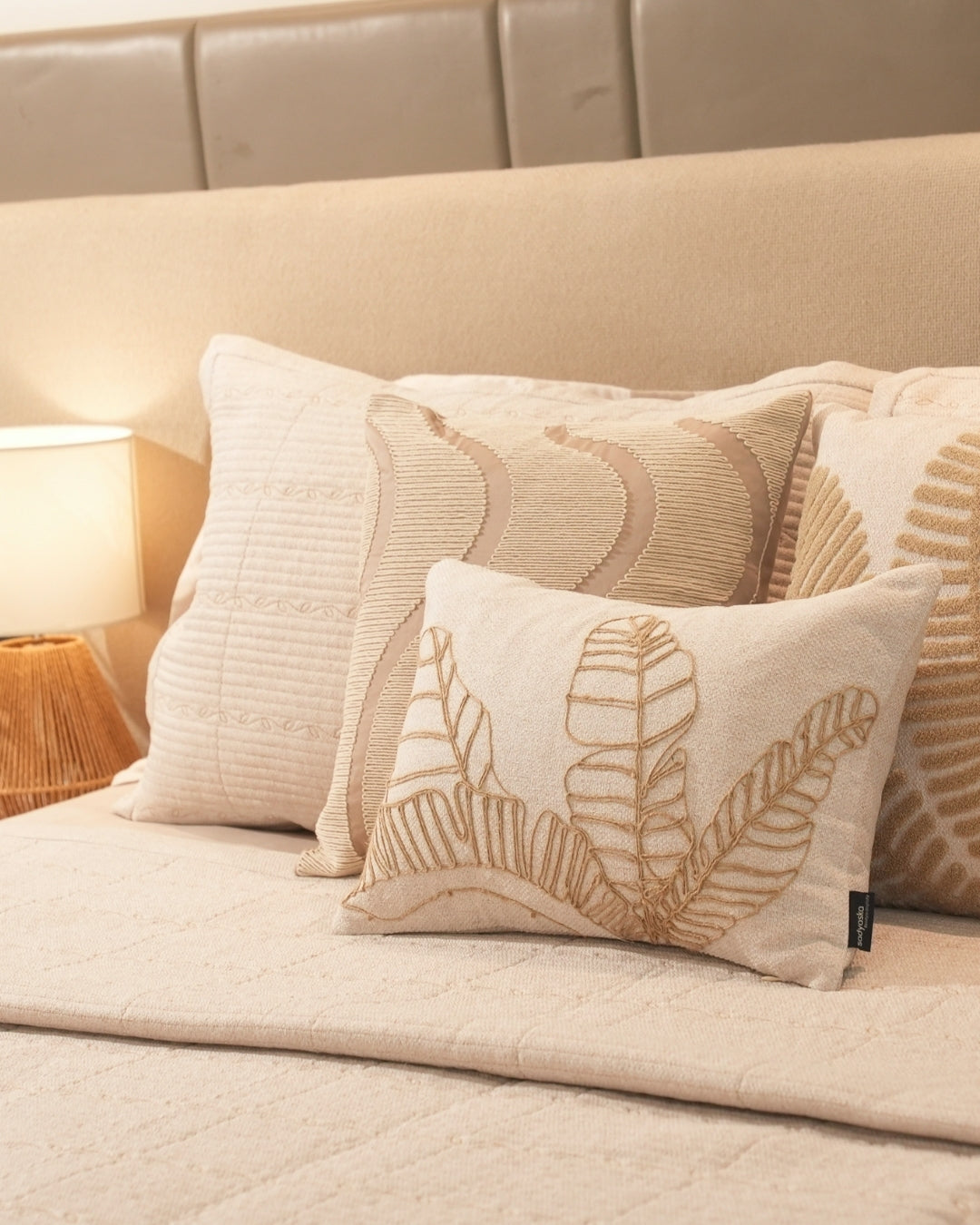 Blossom Beige Quilted Bedspread Set