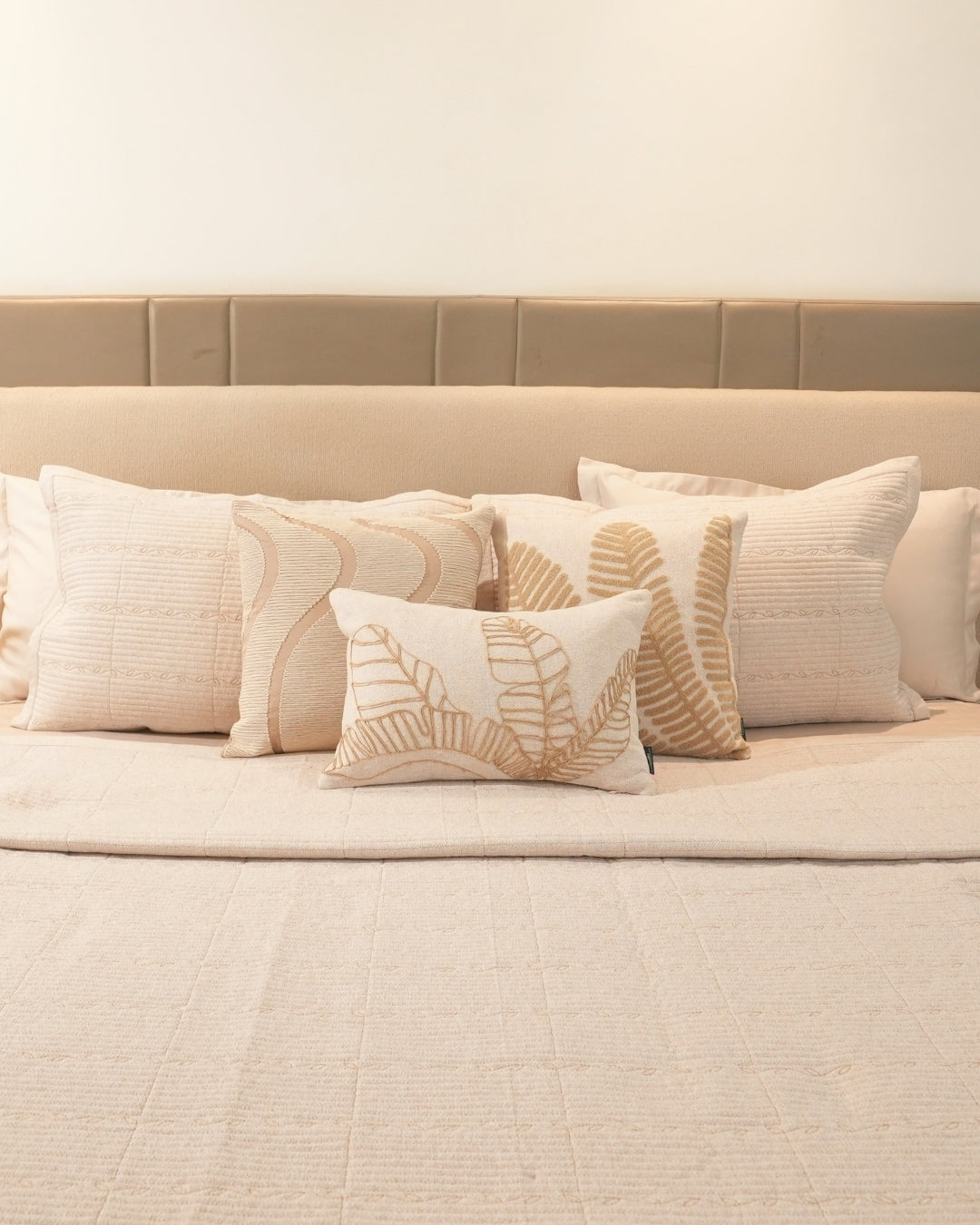 Blossom Beige Quilted Bedspread Set
