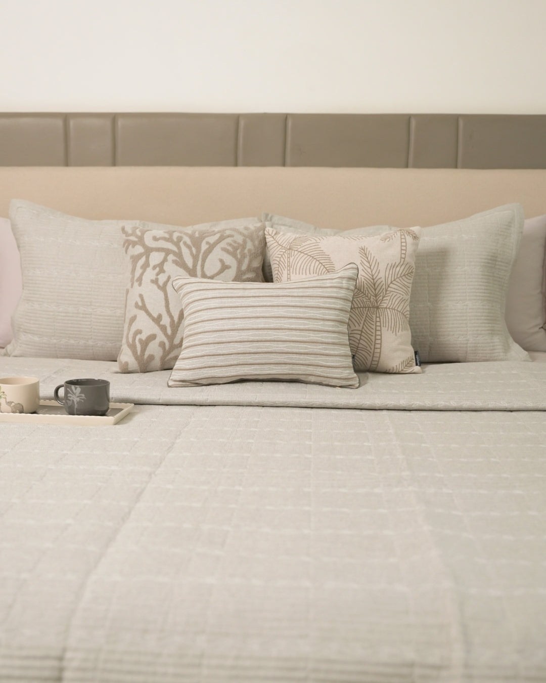 Blossom Grey Quilted Bedspread Set