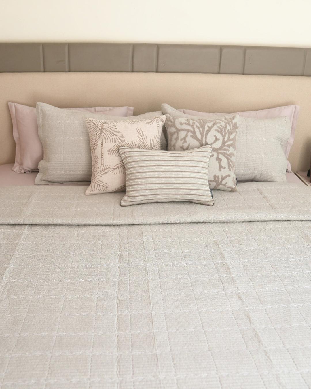 Blossom Grey Quilted Bedspread Set