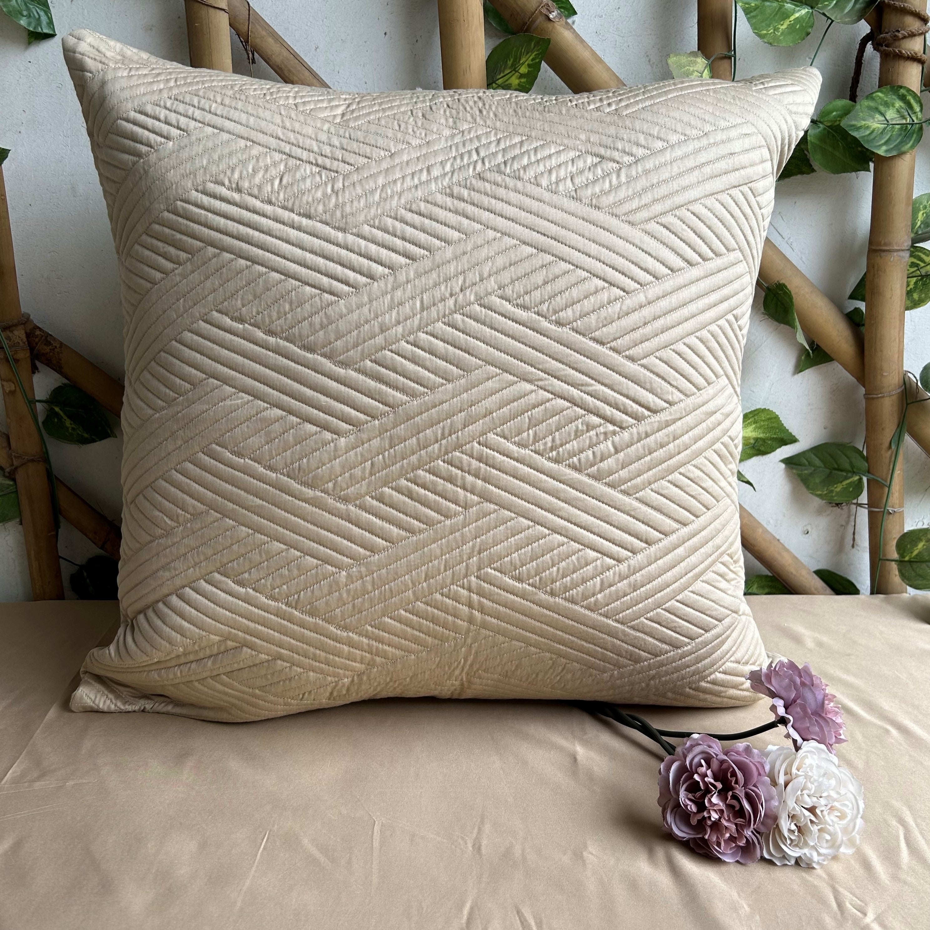 Cancun Beige Quilted Cotton Euro Sham