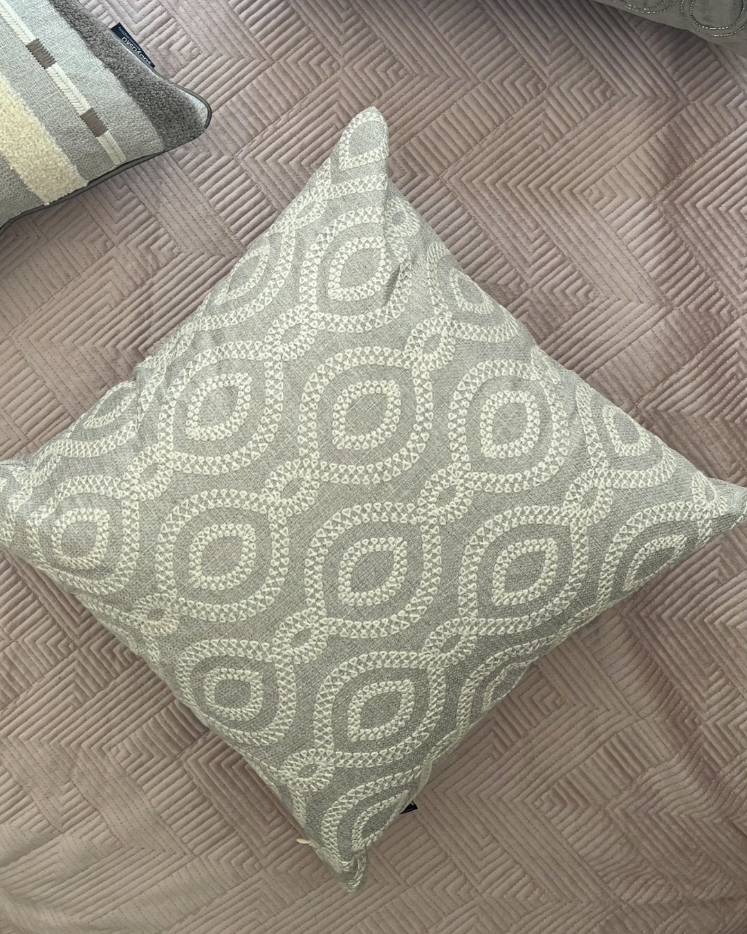 Cosmo Embroidered Grey Cushion Cover (Size : 16"X16")
