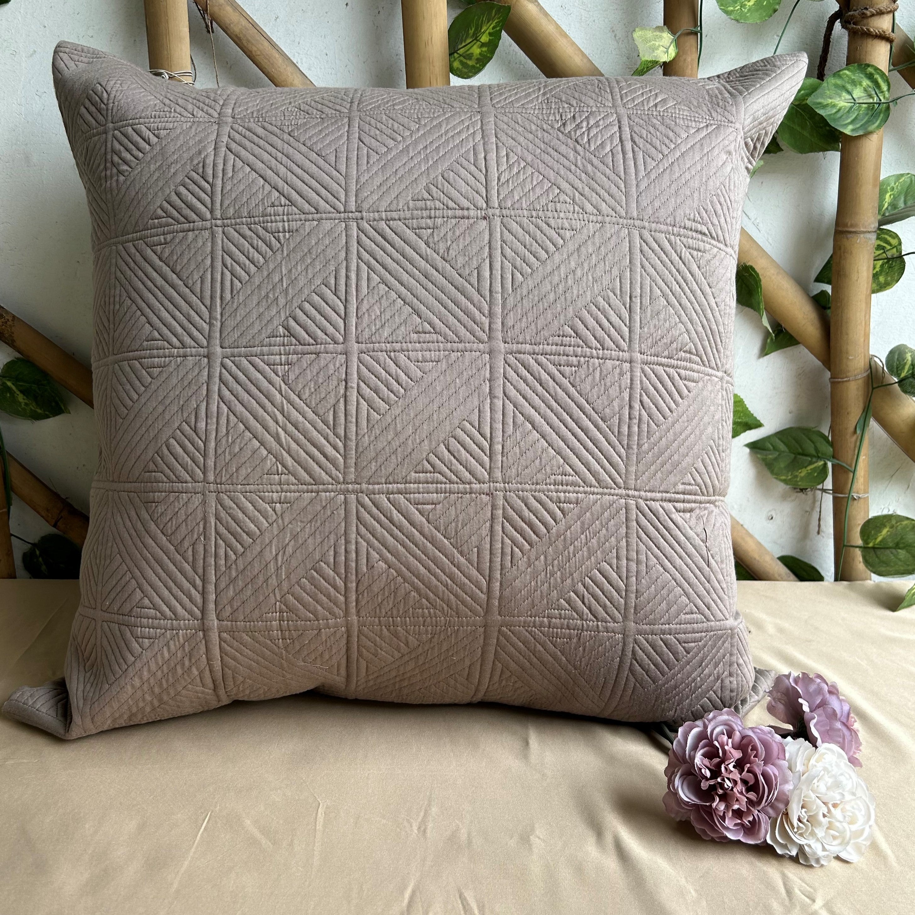 Cubist Taupe Quilted Cotton Euro Sham