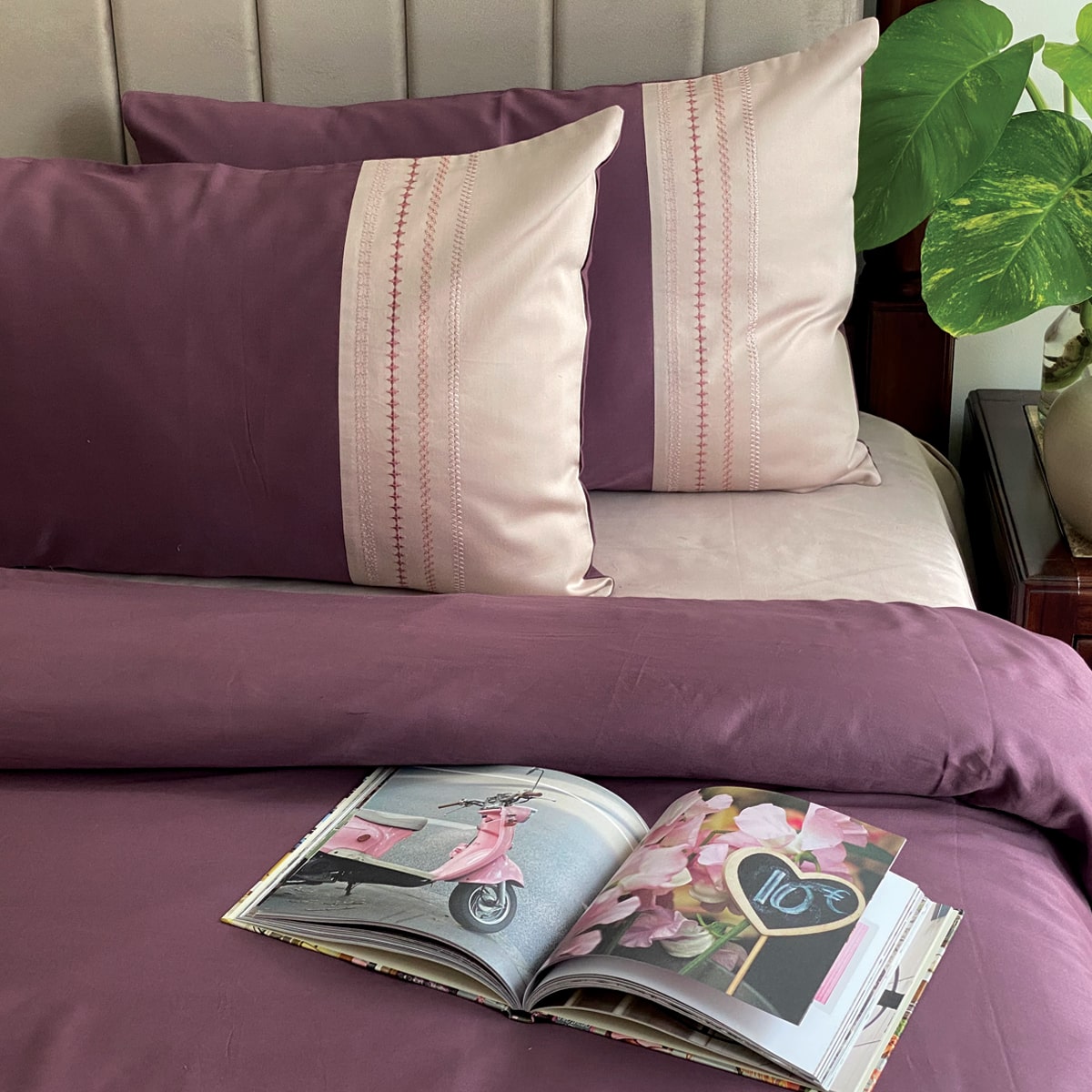Divine Buff and mauve Mesmeric Duvet Cover Set