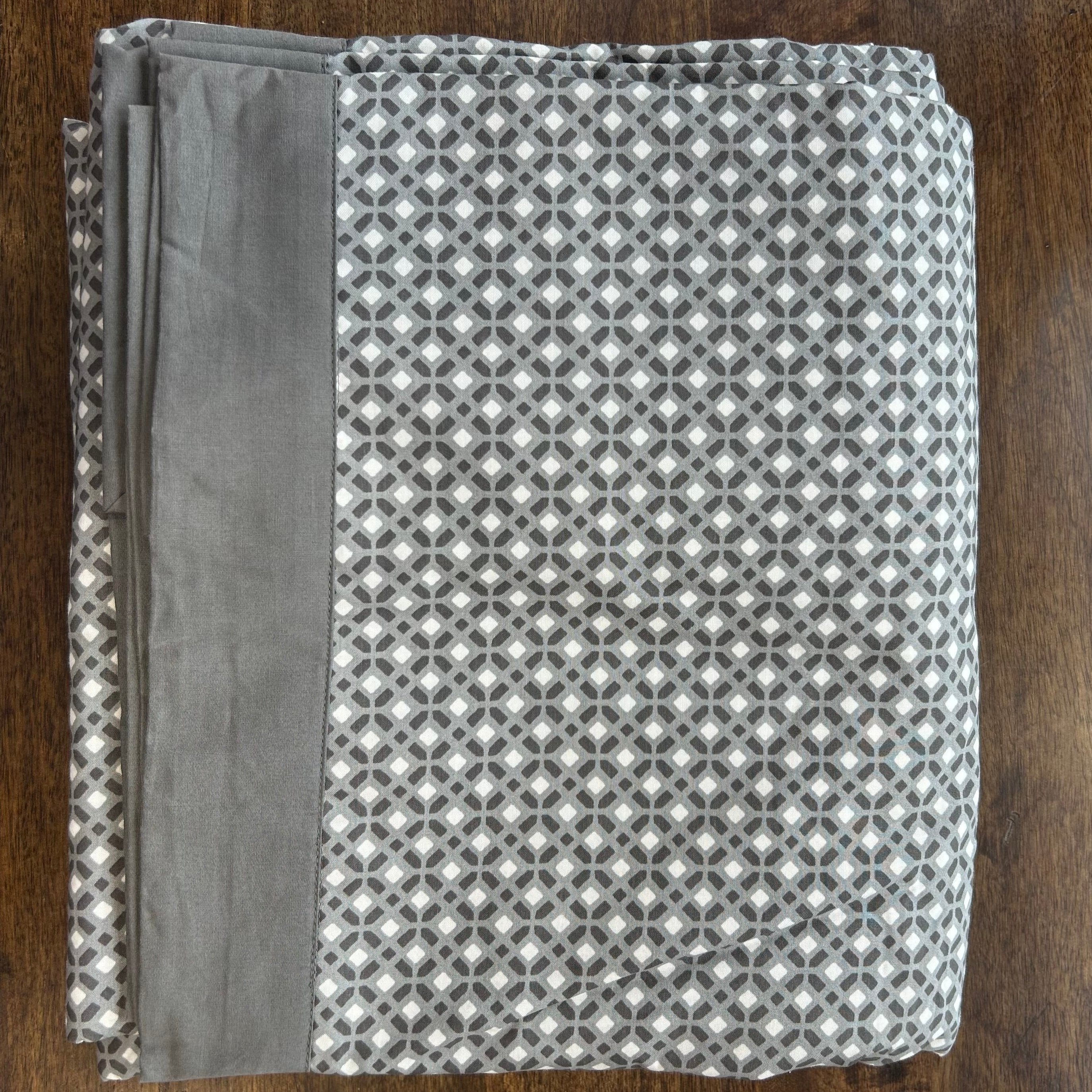 Double Bed Grey Printed Premium Pure Cotton Reversible Dohar