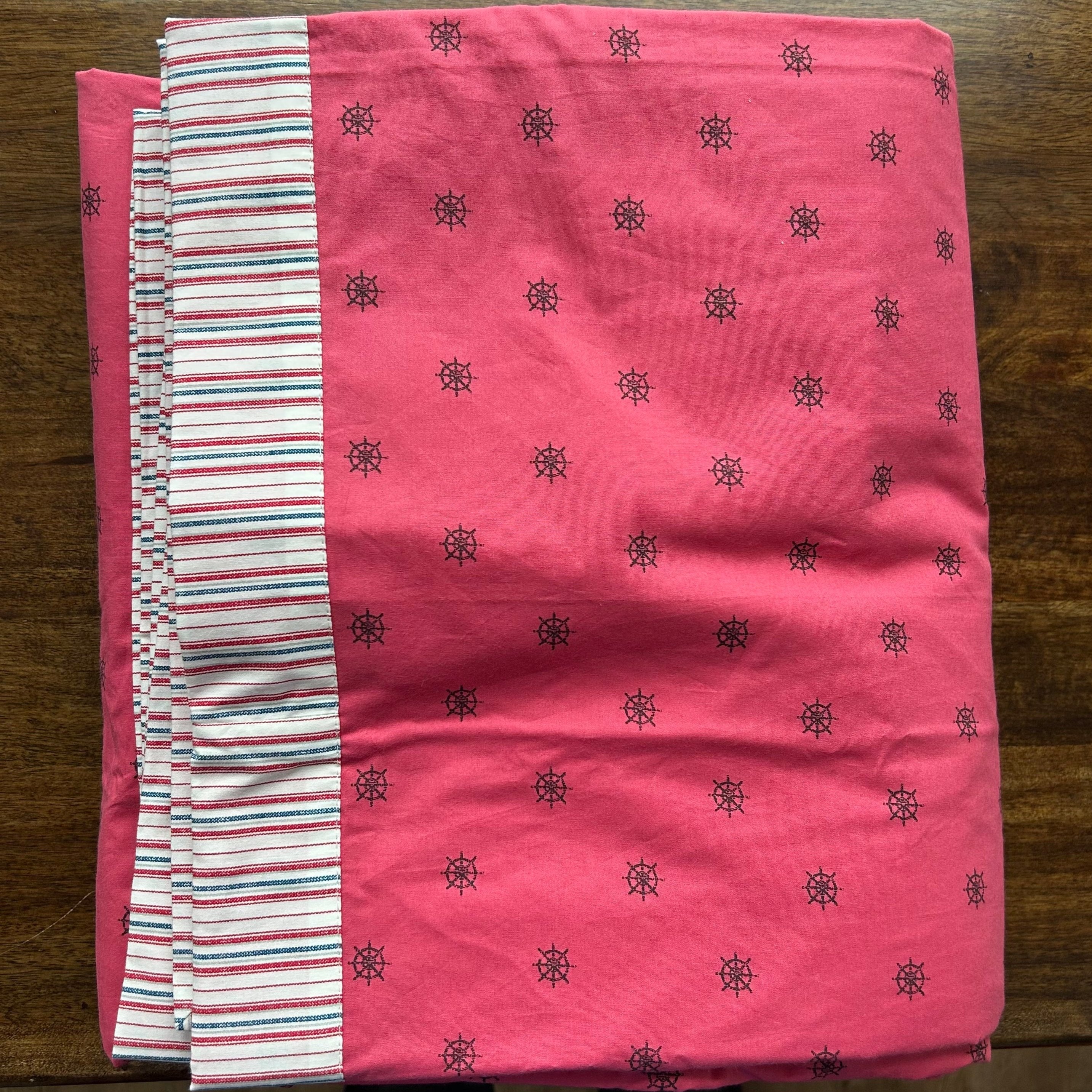 Double Bed Pink Printed Premium Pure Cotton Reversible Dohar