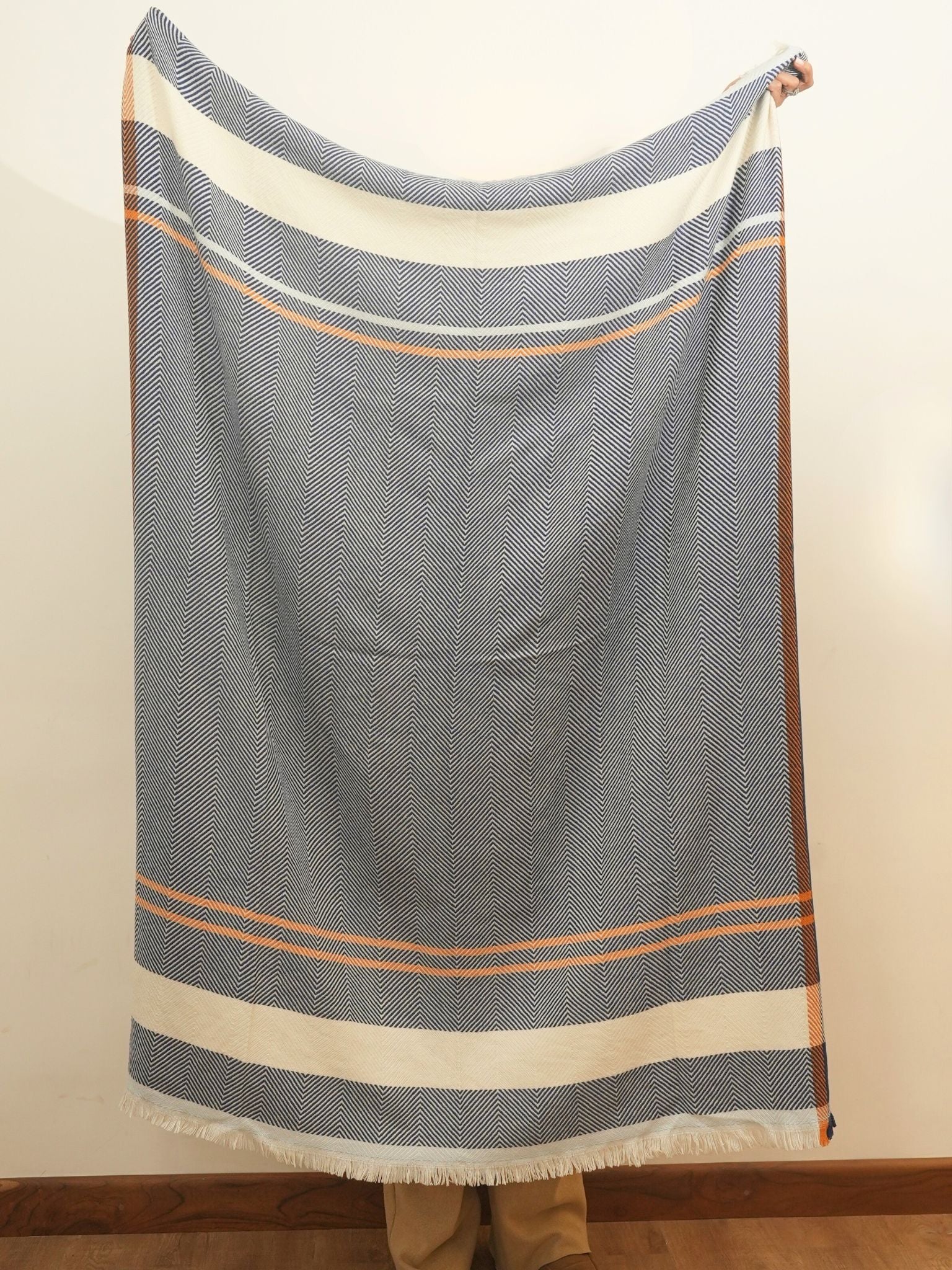 Navy Cashmere Woolen Throw