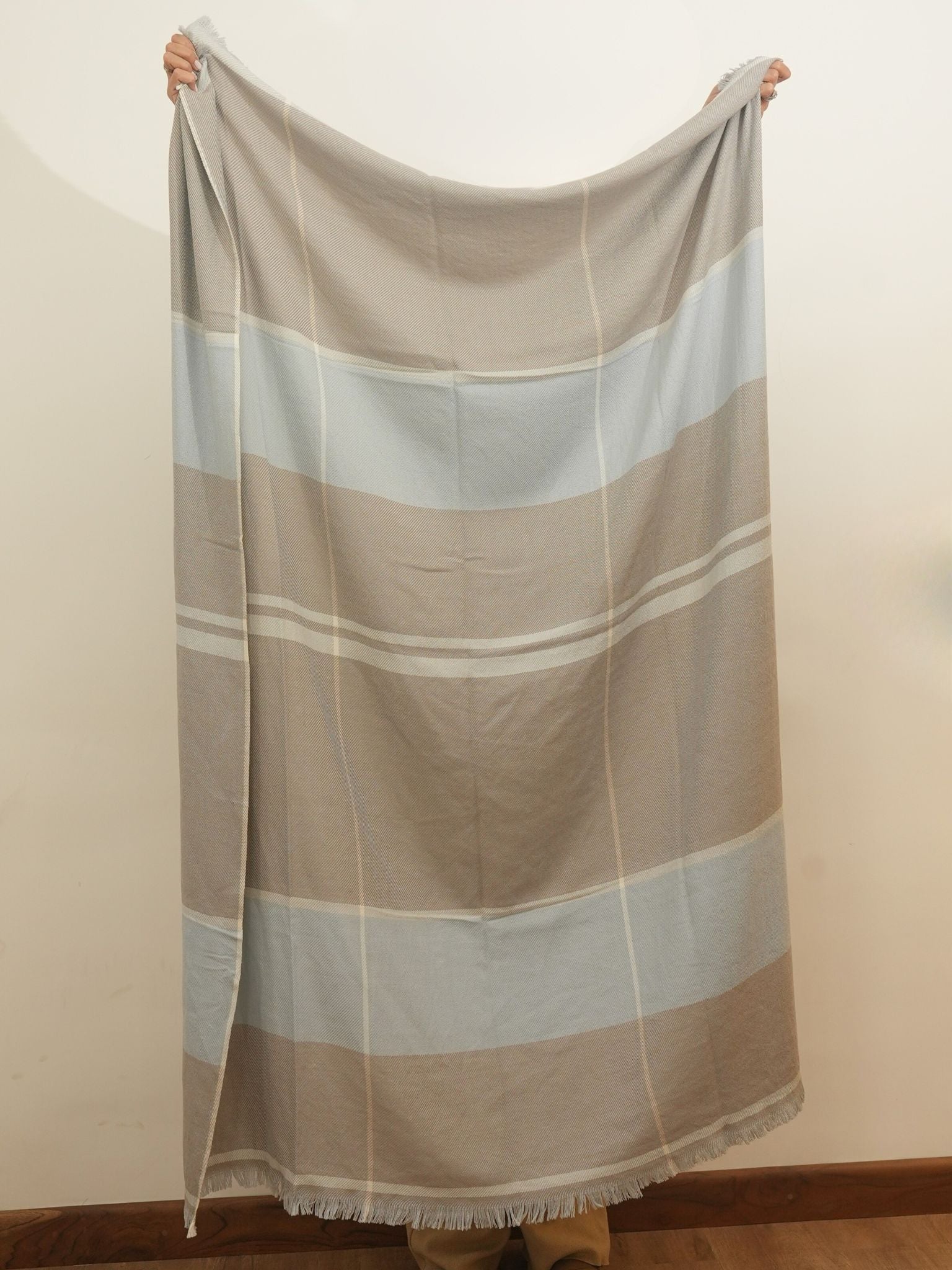 Blue Grey Cashmere Woolen Throw