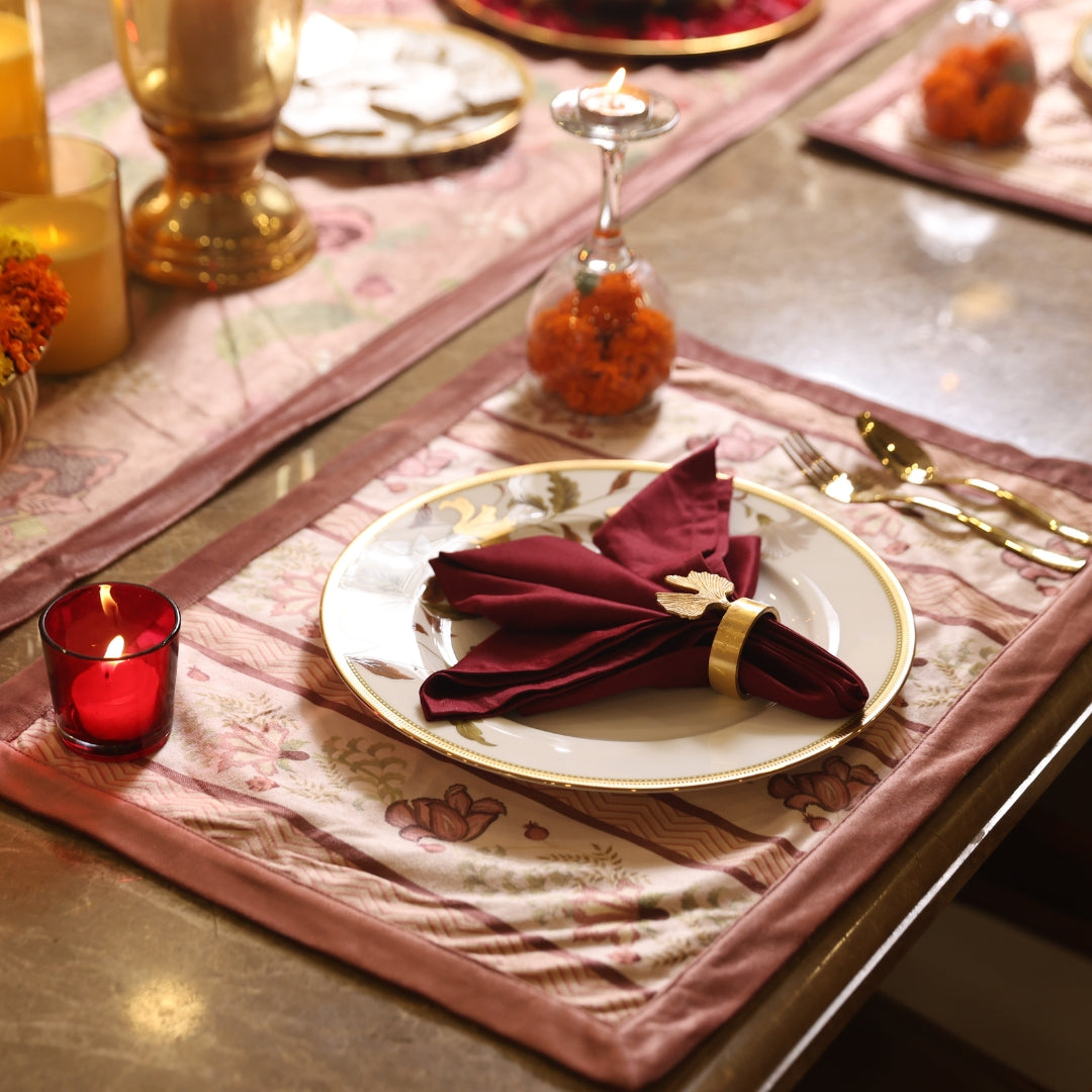 Culinary Elegance Printed Velvet Table Linen Set (13 PC Set)