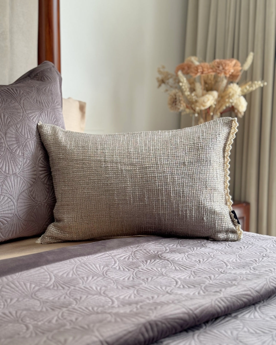Echo Grey Cotton Hand Woven Cushion Cover 12x18