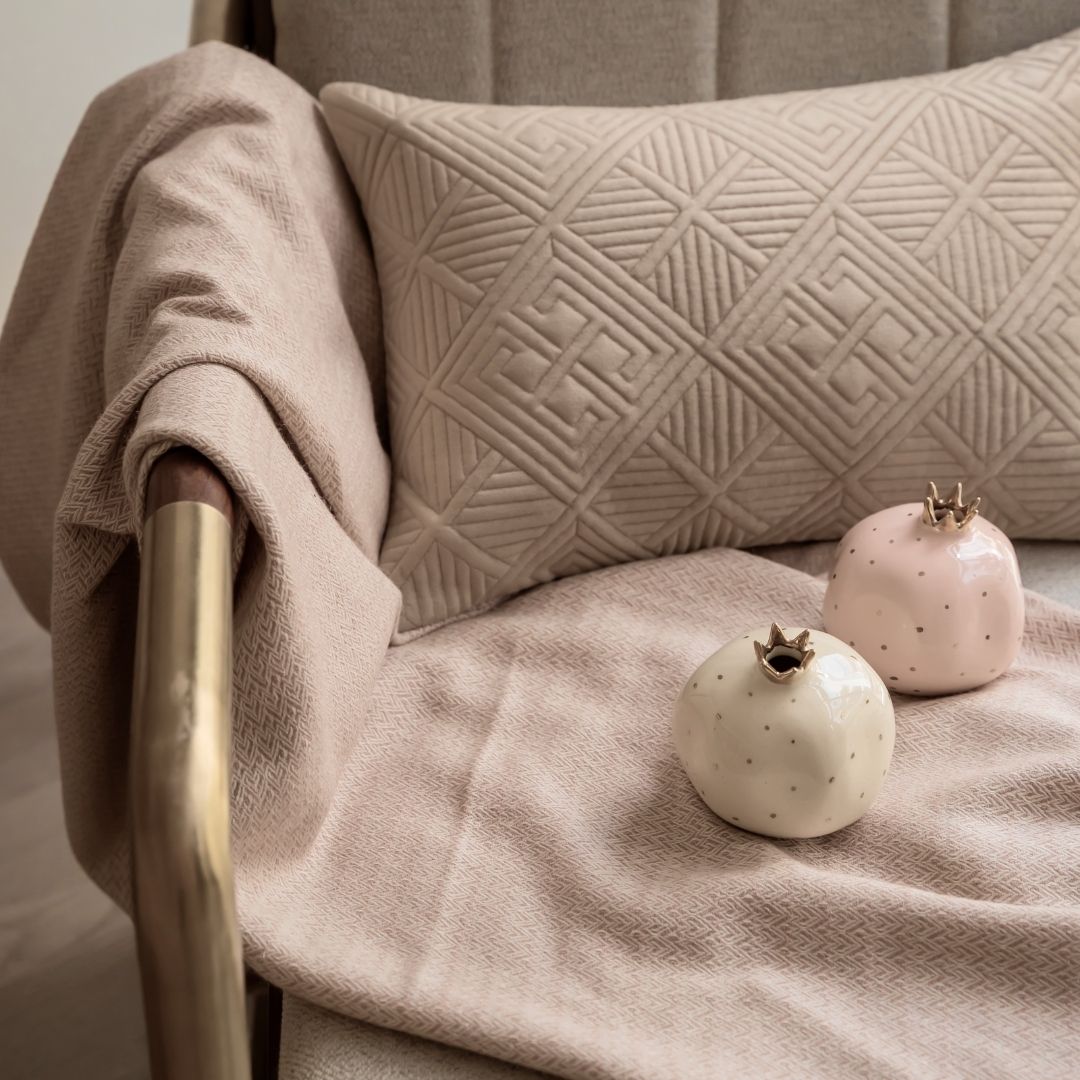 Evan Neutral Woven Throw with Cushion Covers - Main Image