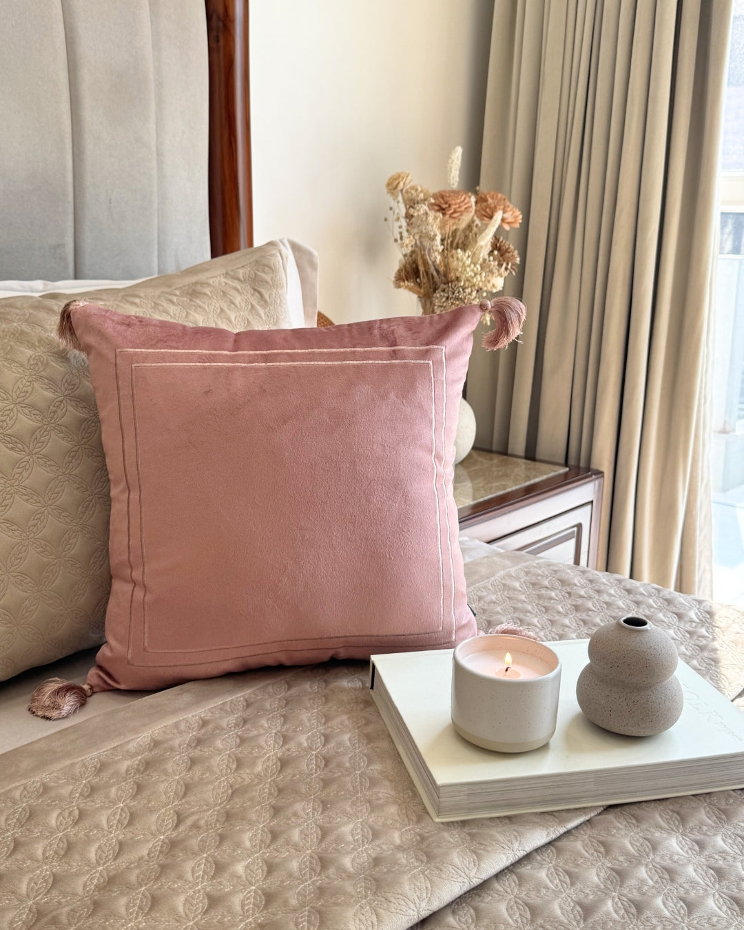 Decorative Frontier Blush Velvet Cushion Cover 16x16