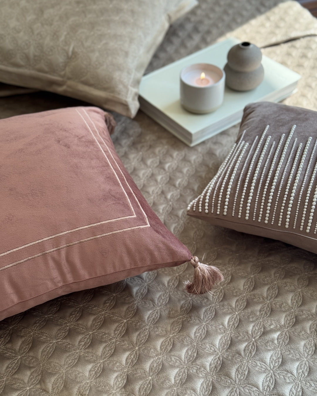 Decorative Frontier Blush Velvet Cushion Cover 16x16