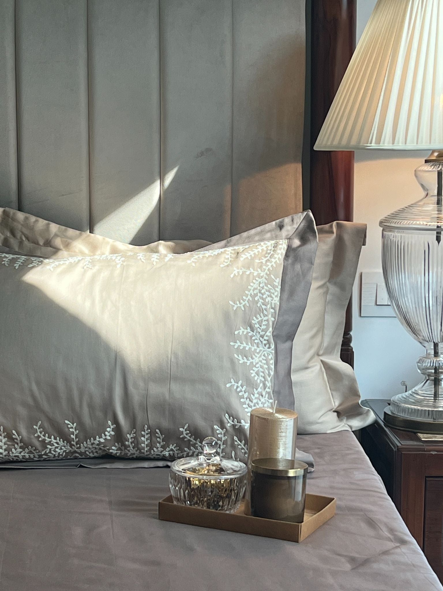 Faith Sand Taupe Desire Cotton Bedsheet Set (5 PC Set)
