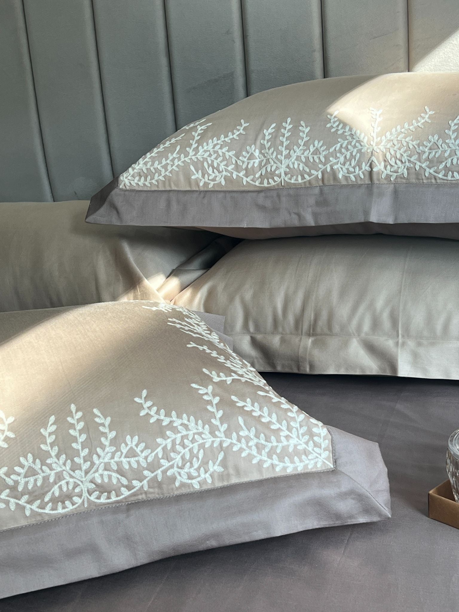 Faith Sand Taupe Desire Cotton Bedsheet Set (5 PC Set)