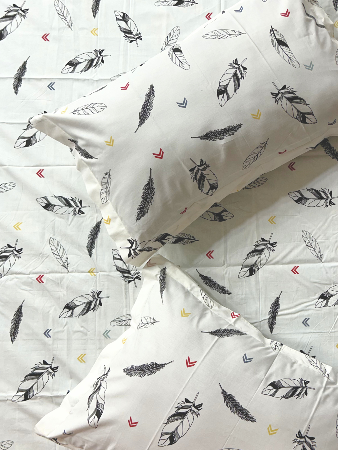 Feathertouch Ivory Printed Cotton Bedsheet Set