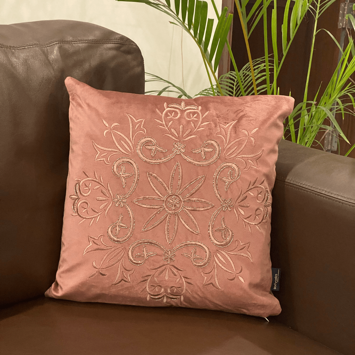 Decorative Flora Blush Velvet Cushion Cover 16x16