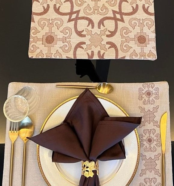Geo Beige Placemat with Napkin (4 PC Set)