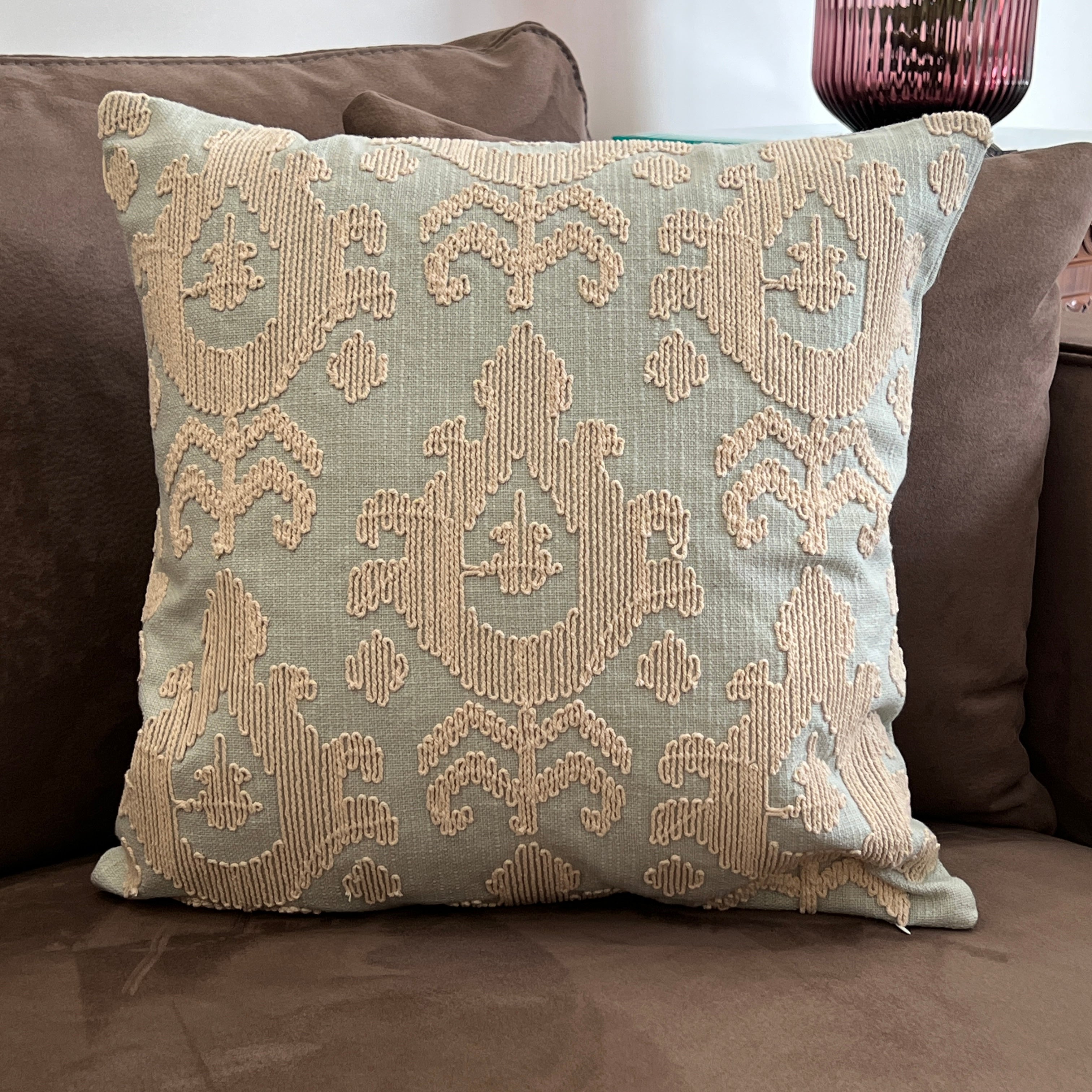 Decorative Grace Sage Green Cotton Slub Cushion Cover 16x16