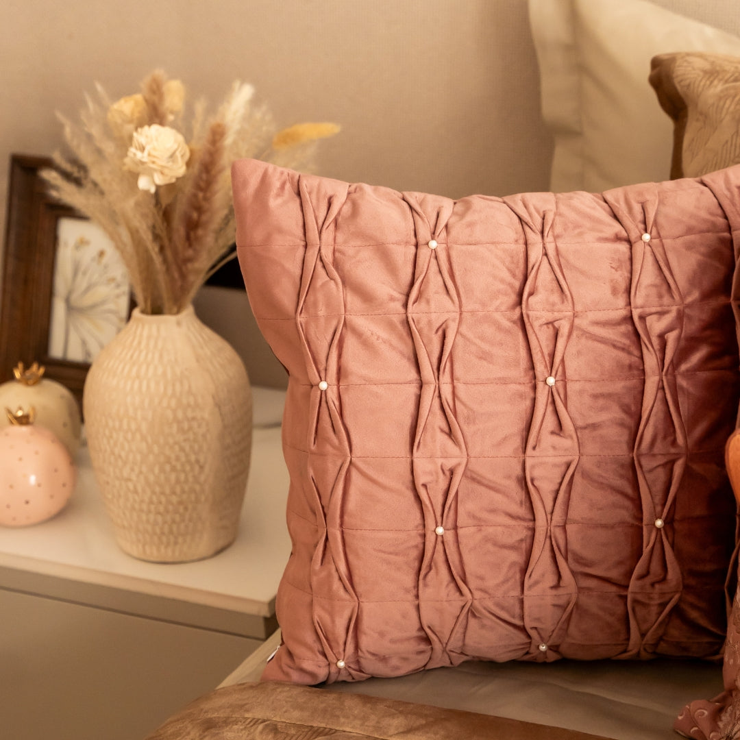 Decorative Hermoso Blush Velvet Cushion Cover 16x16