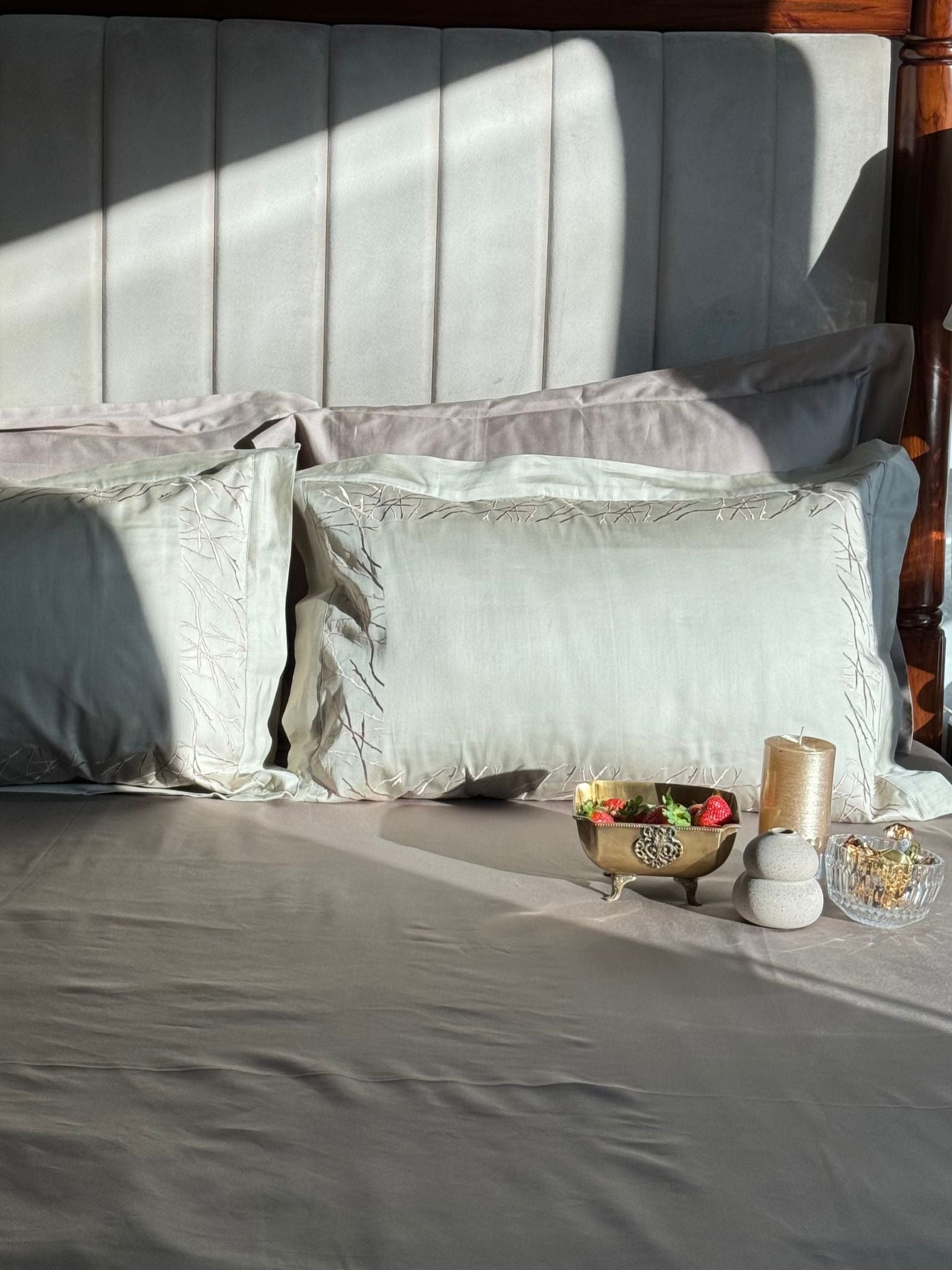 Hope Beige Taupe Desire Cotton Bedsheet Set (5 PC Set)
