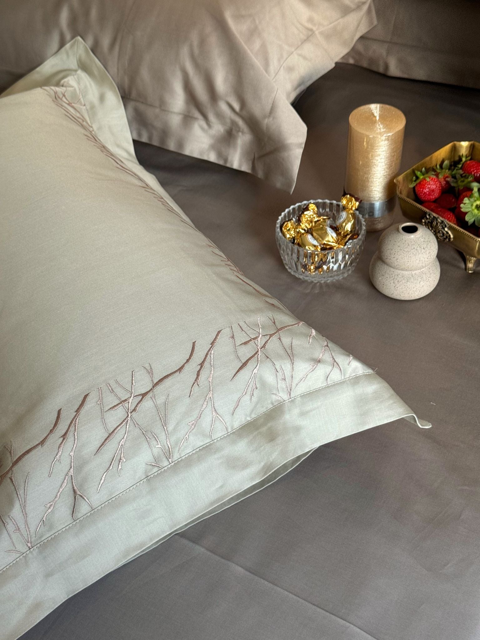 Hope Beige Taupe Desire Cotton Bedsheet Set (5 PC Set)