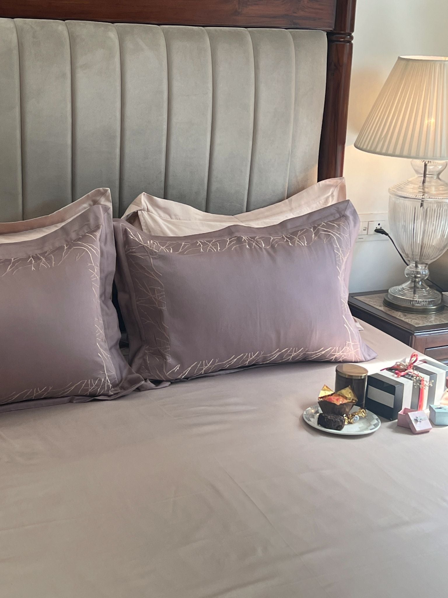 Hope Old Rose Buff Desire Cotton Bedsheet Set (5 PC Set)