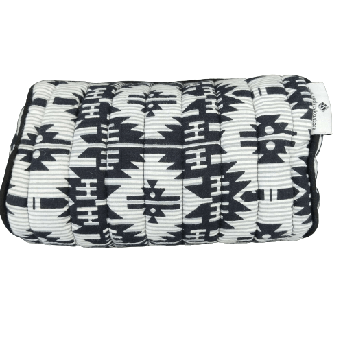 Black and White Cotton Medium Size Quilted Wedding Jewelry Pouch / Cosmetic / Make Up Case Multifunction Storage