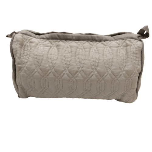 Beige Cotton Medium Size Quilted Wedding Jewelry Pouch / Cosmetic / Make Up Case Multifunction Storage