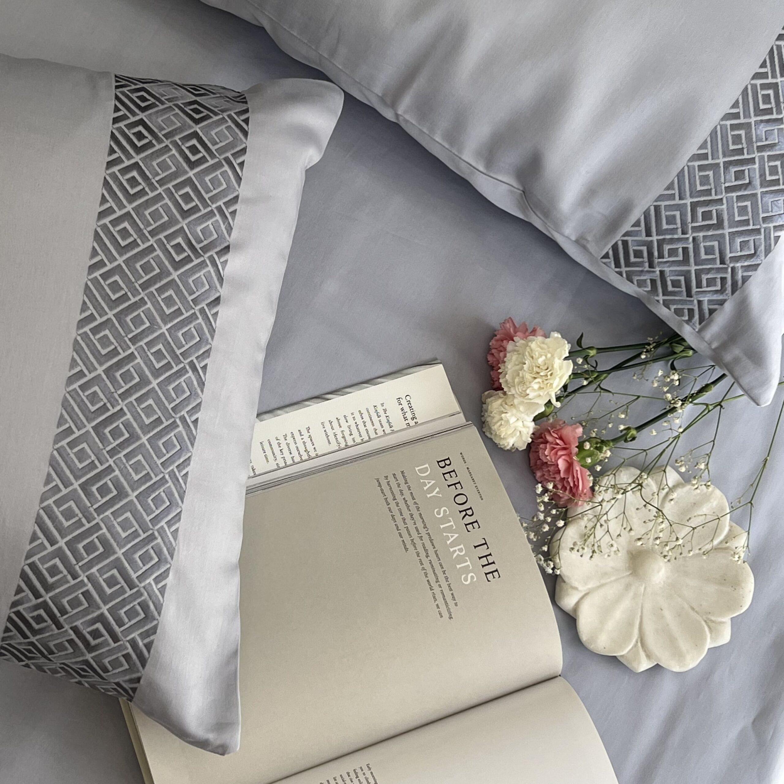 Squarish Pearl Grey Dreams Pillow Covers (Set of 2)