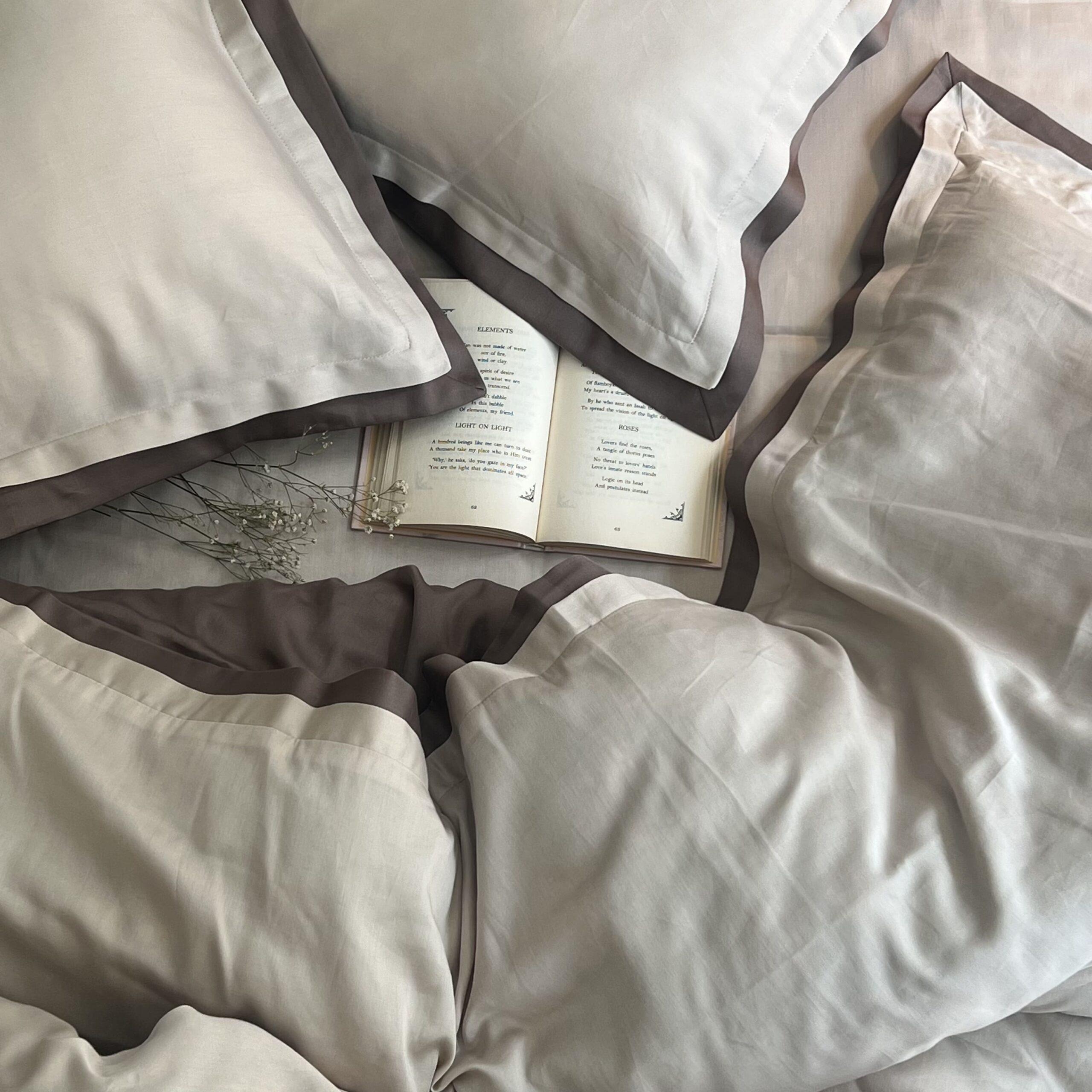 Oats Beige and Taupe Duplex Duvet Cover