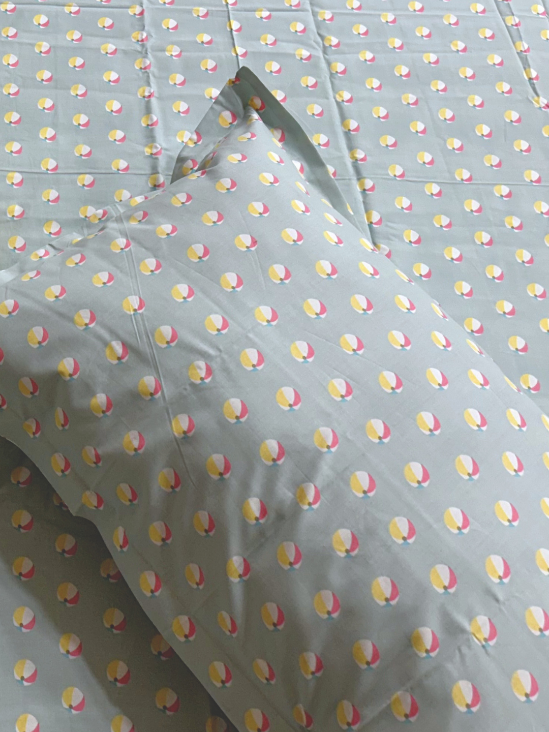 Kick Off Sage Green Printed Cotton Kids Bedsheet Set
