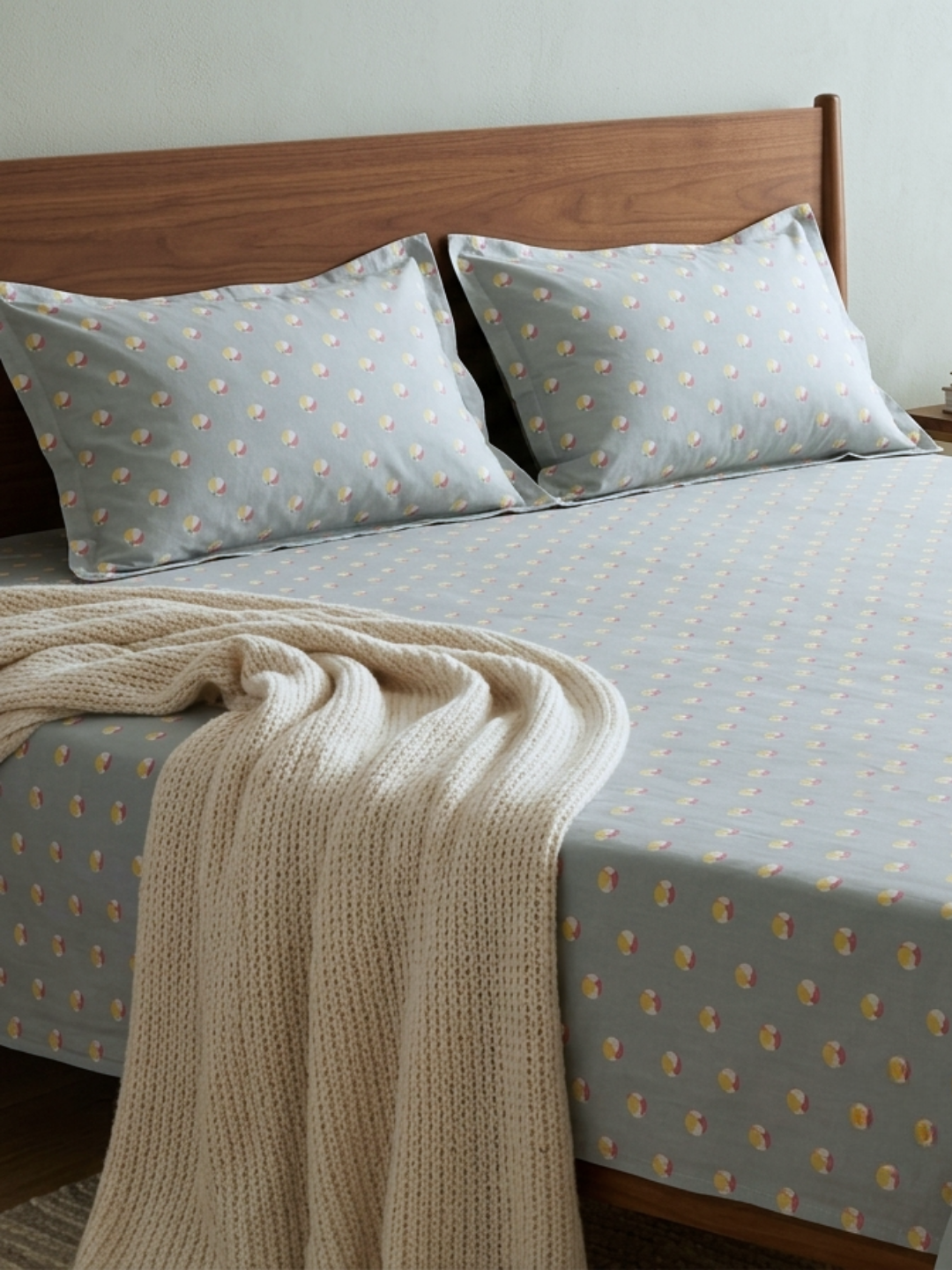 Kick Off Sage Green Printed Cotton Kids Bedsheet Set