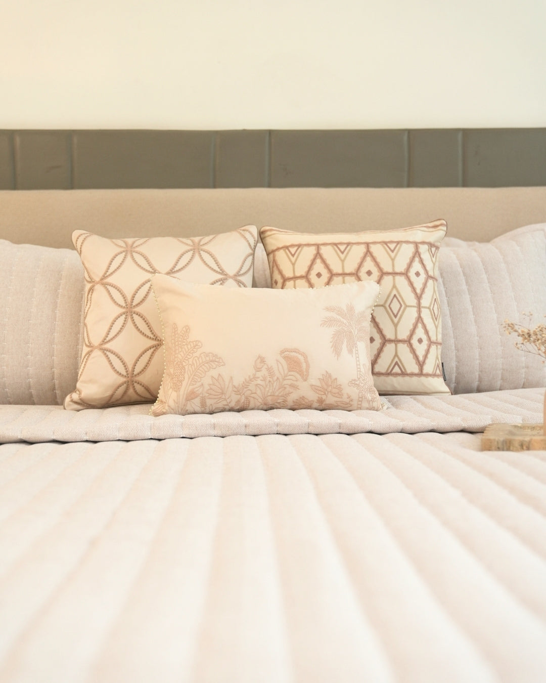Lumina Beige Quilted Bedspread Set